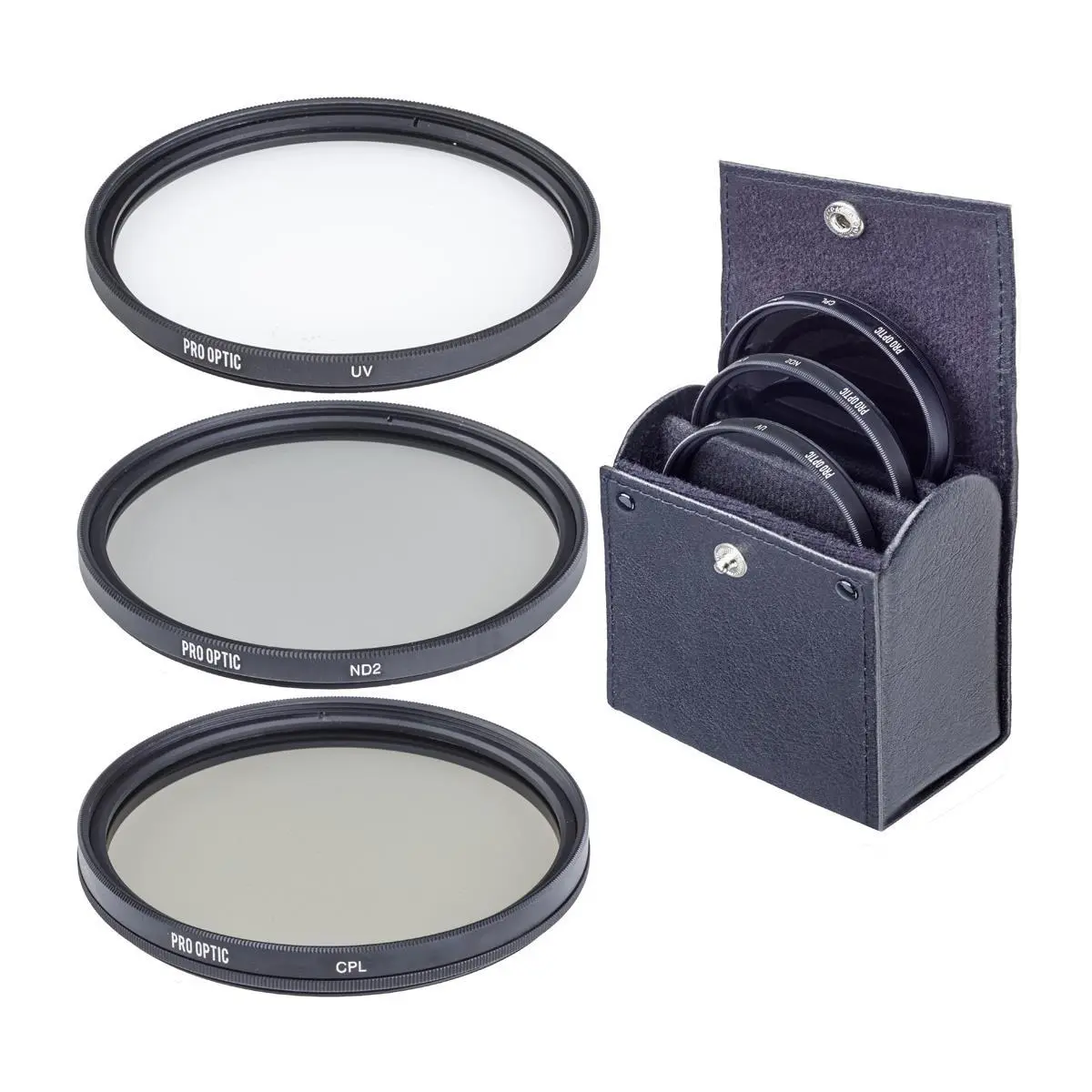 ProOptic 58mm Digital Essentials Filter Kit, with Ultra Violet (UV), Circular Polarizer and Neutral Density 2 (ND2) Filters, with Pouch