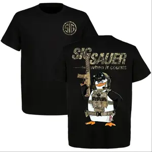 Sig Sauer Tactical Penguin Graphic T-Shirt, When It Counts 2A Shooter Tee, Funny Gun Enthusiast Streetwear, Range Gift for Sig Fans