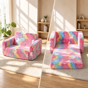 Pink Unicorn Pattern Children's Folding Sofa Chair, Machine Washable Toddler Armchair for Boys Bedroom | Perfect Size for Kids, Cozy Story Time Chair - Toddler Room Must Have