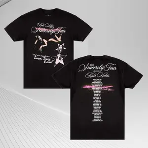 Sincerely Black Tour Kaly Uchisis Cotton Fabric Crew Neck Short Sleeve Vintage Streetwear Trendy Top For Men For Women