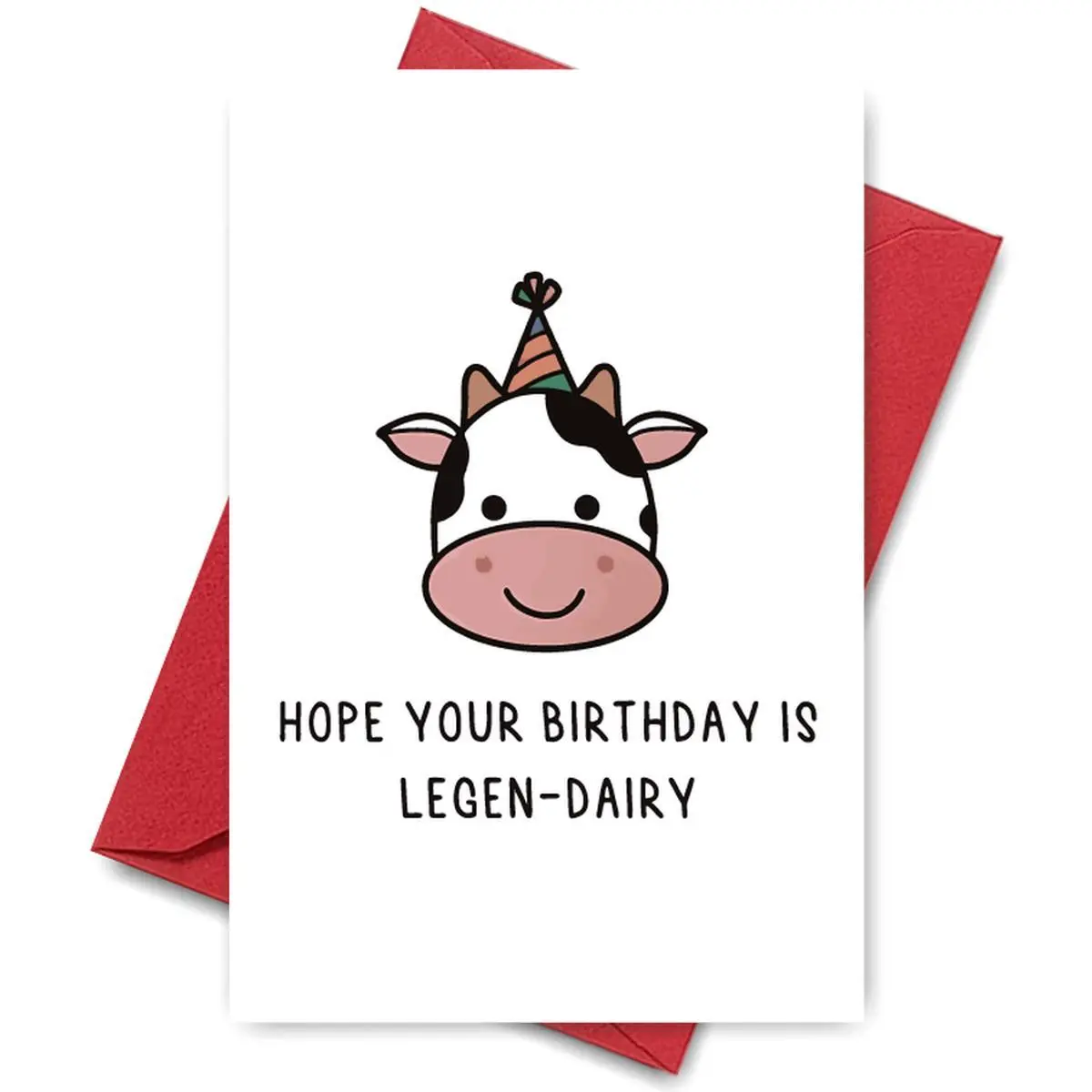 Cartoon Cow Birthday Card, 1 Count Funny Greeting Card with Envelope, Message Card, Birthday Gift for Friends, Family, Coworkers, Party Supplies