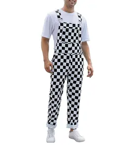 Yuanbang Mens Overalls Christmas Checkered Coveralls Stretch Race Jumpsuit Irish St Patricks Day Bibs Menswear Stretchy