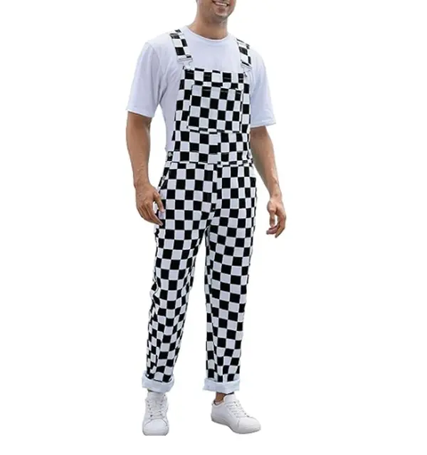 Yuanbang Mens Overalls Christmas Checkered Coveralls Stretch Race Jumpsuit Irish St Patricks Day Bibs Menswear Stretchy