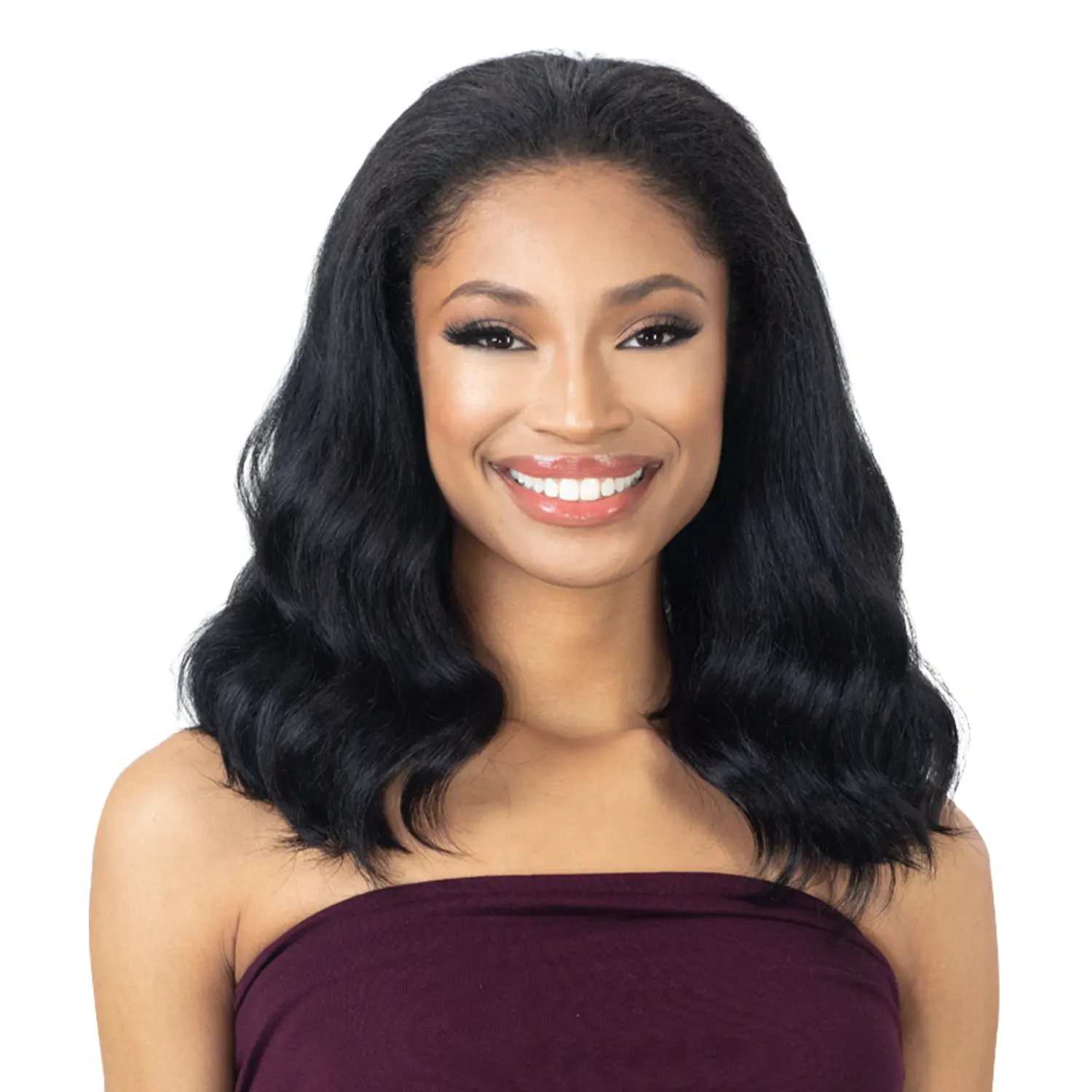 FreeTress Equal Half Wig for Women, Natural Me Natural Pressed Waves, 16 Inch Length Synthetic Full Cap Wigs, Fake Hair Synthetic Full Machine Wigs