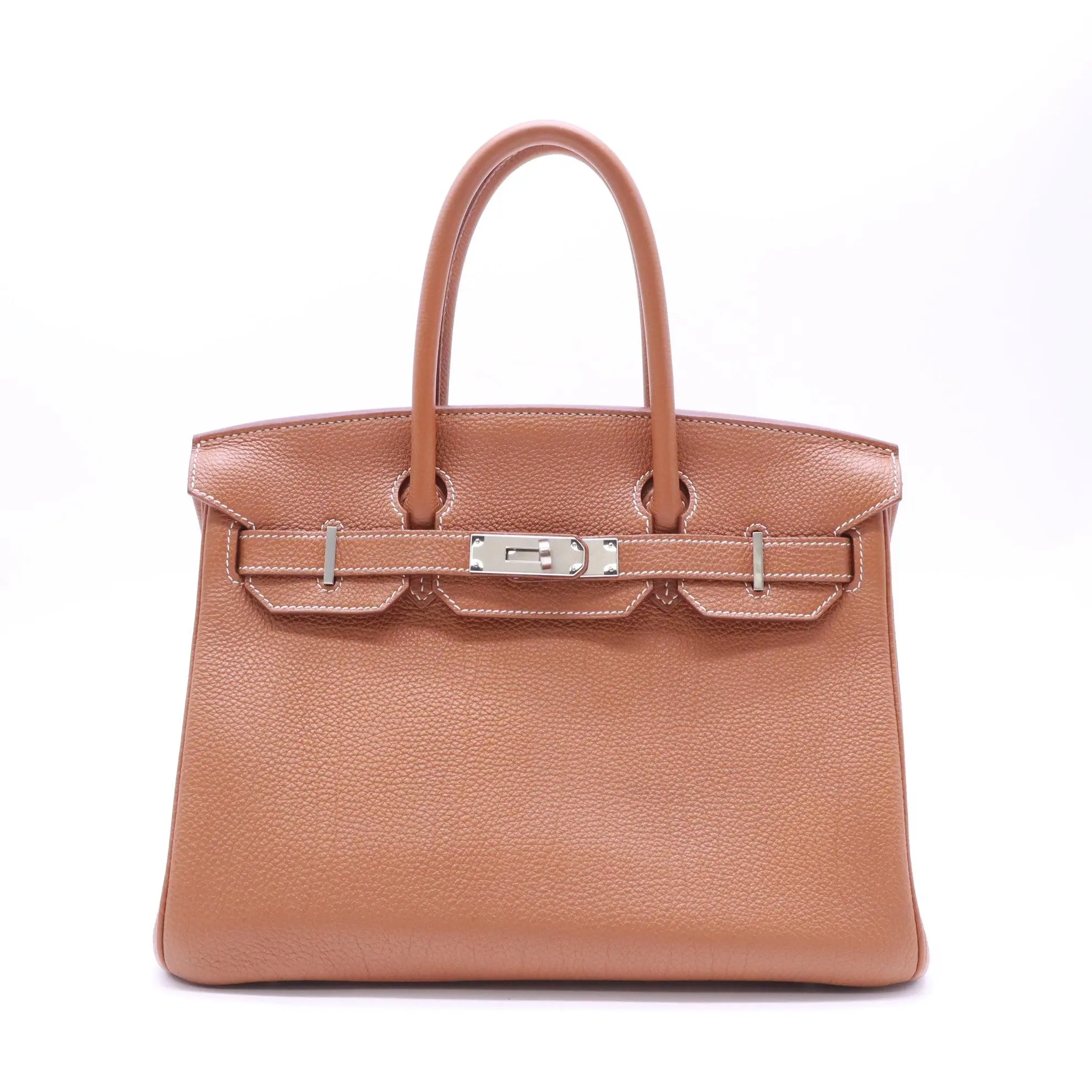 Pre-owned HERMÈS leather Top handle bag Barenia Faubourg Birkin 25 B23717