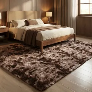 XEXSIN Shag Area Rugs for Bedroom Living Room, Ultra Soft Fluffy Area Rugs for Dorm,Indoor Carpet Nursery Rugs for Kids Girls Room Home Decor, Mottling Tie-dye Brown