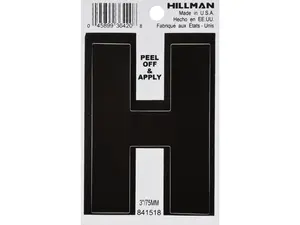 Hillman Group 841518 3 in. Black Glossy Vinyl Die-Cut Adhesive Letter - H pack of 6