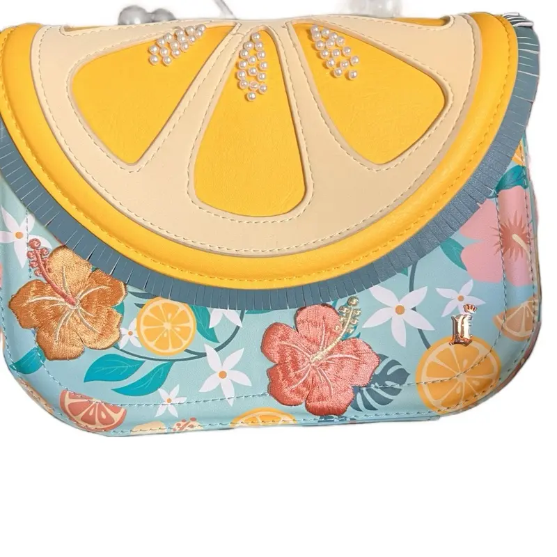 Lovely Lemon Handbag with Floral Embroidery and Pearl Accents for Stylish Everyday Use