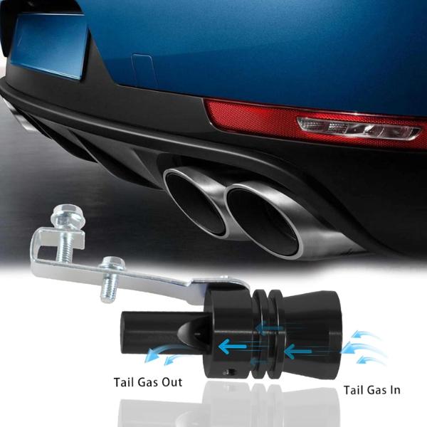 DEWHEL Universal Aluminum Turbo Sound Exhaust Muffler Pipe Whistle Car Blow off valve BOV Tip Simulator Whistler (XL-Black)
