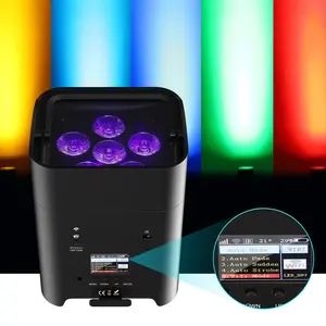 Flower Dance ZQ01528 6LEDs 18W RGBWA+UV Wash Light for Wedding Stage Performance Lamp up House Dyeing Light Dance Floor Uplight Stage Par Lights with DMX Control and 18650 Lithium Battery