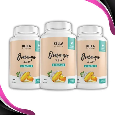 3-Pack Omega 3-6-9 & Garlic Softgels – Daily Wellness & Heart Support | Bella All Natural (BFCM)