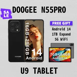 DOOGEE N55 Pro Unlocked Phone, Android Phone with 16GB RAM 256GB ROM, 6.56" HD+ 90Hz IPS Waterdrop Screen, Octa Core, 5150mAh, Dual SIM Unlocked Android Phone, Face Unlock, Black