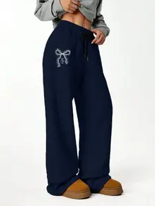 Tween Girls' Basic Casual Sweatpants, Butterfly Print Y2K Fashion Style Loose-Fit Wide-Leg Pants, Perfect for Autumn & Winter Seasons