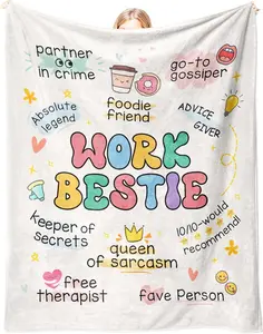 Work Besties Gifts for Women, Flannel Soft Blanket Decor, Coworker Best Friend Bestie Gifts for Women, Work Friendship Friend Birthday Gift, Work Bestie New Job Farewell Gift
