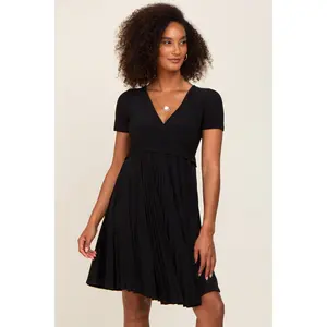 Black Pleated Nursing Dress