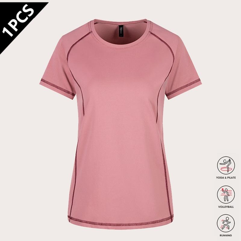 3-pack women’s quick-dry sports T-shirts — slim fit, figure-flattering short sleeves for yoga and running; stretchy, breathable crew neck athletic tops suitable for jogging, workouts, fitness, and yoga; women’s apparel