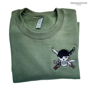 Anime Inspired Embroidery | Embroidered Crewneck | Embroidered Sweater | Anime Sweater | Embroidery | Anime T-shirts, Cozy Crewnecks, and Trendy Hoodies