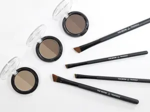 Eyebrow powder duo brush set angled dense makeup gel perfect brows light medium dark easy brows perfect brows large small brow triangle cosmetics shadow nose contour root touchup Blend Flawless Radiant Smooth Color