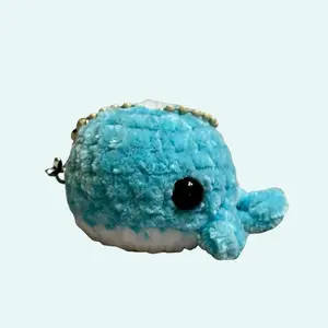 Handmade Crochet Mini Plushy Whale Keychain