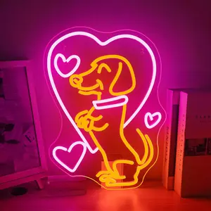 Dachshund Design Neon Sign, USB Powered Creative LED Neon Light, Wall Mounted Home Decoration Lamp for Party, Bar, Club, Pet Shop, Zoo, Dog Lovers Gift