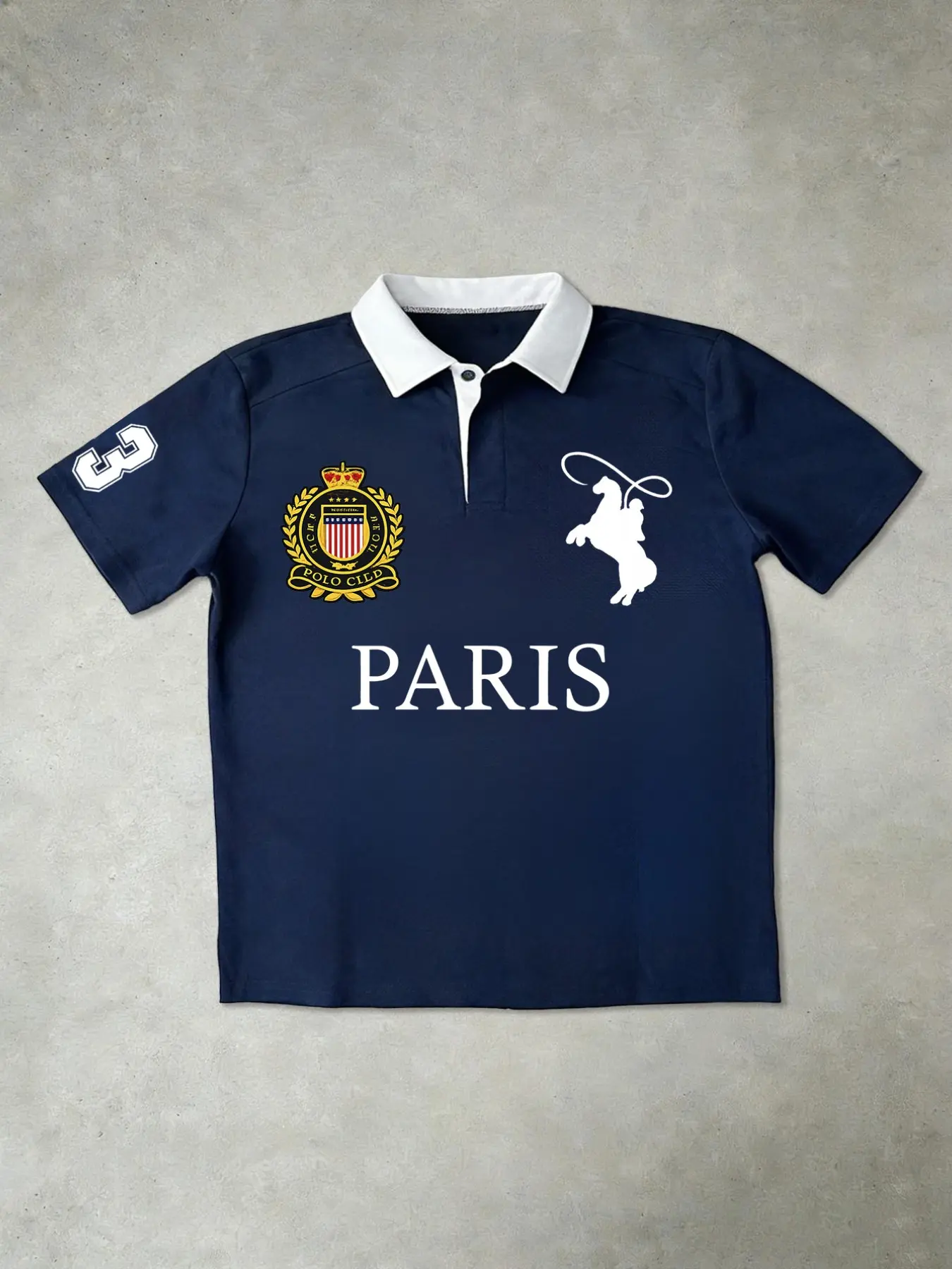 Men's Classic Polo Shirt, Top, Graphic Polo Shirts, Paris and Horse Graphic Print, Collar and Button Badge, Business Casual, Golf, Daily Wear, Urban Style