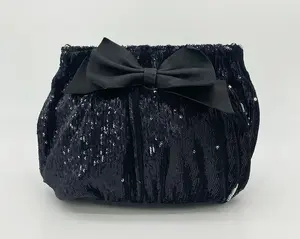 Pre-owned Red Valentino sequin clutches & wristlets Black Leather Bow Clutch