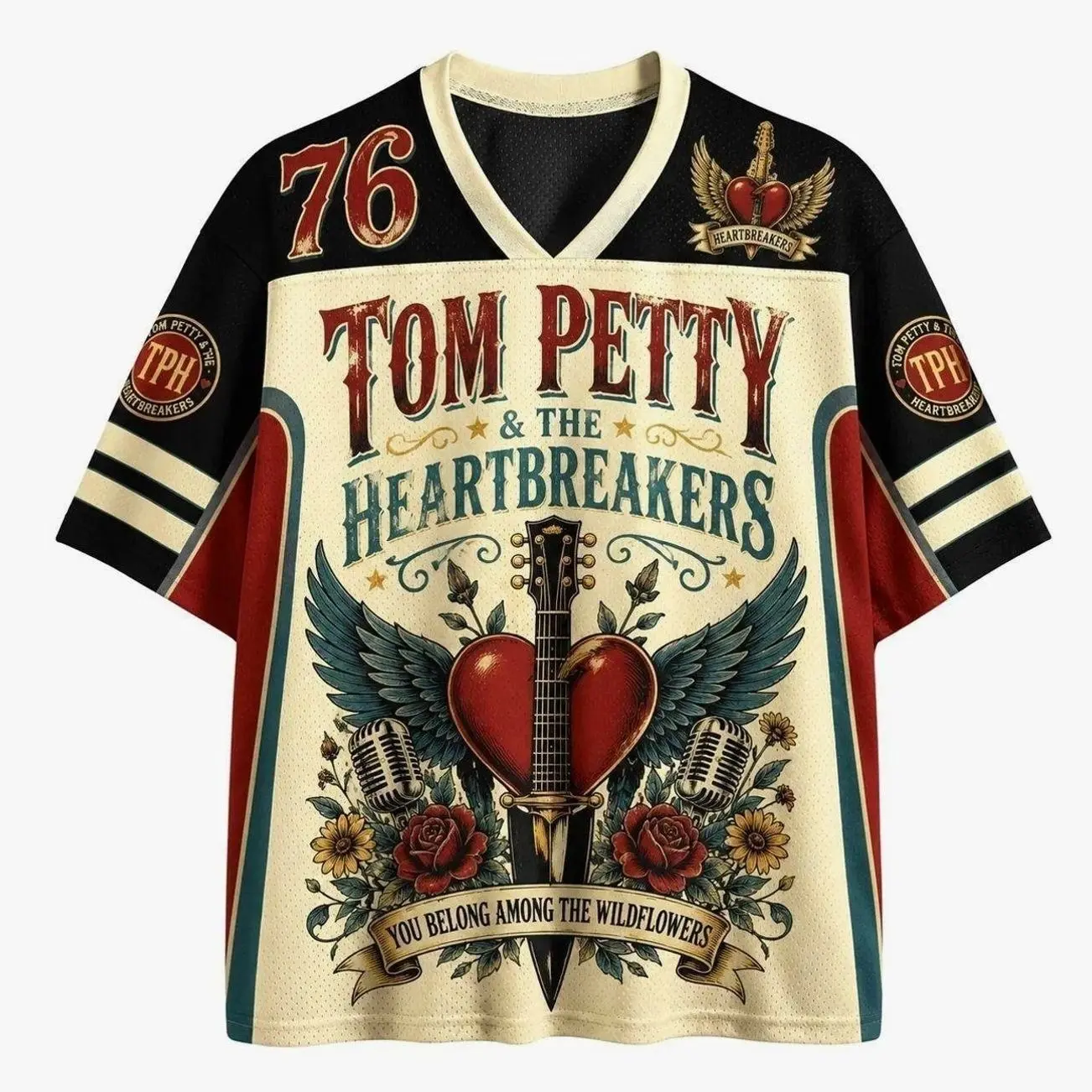 Tom Petty & The Heartbreakers Graphic Jersey Shirt Vintage Rock Music Sports Mesh Fan Apparel 3D4 635 R1Q