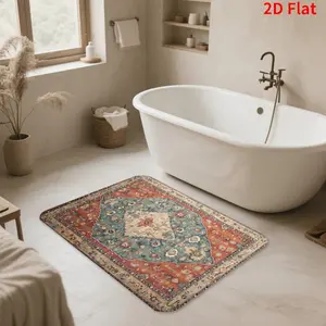 Brown Bohemian printed floor mat Soft Area Rug Machine Washable Lodge Rug,Non-Slip Low Pile Print Pattern Decorative Rug for Living Room Bedroom Dining Room Bathroom Machine Washable Rugs