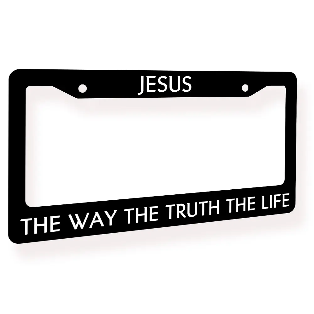 Jesus - The Way, The Truth, The Life Aluminum License Plate Frame, Universal Fit Auto Accessory, Bible Verse Quote Registration Holder, License Plate Cover, Gift for Believers