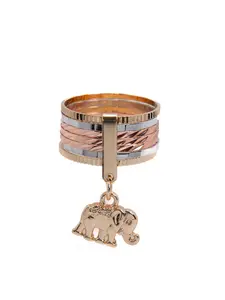 Weekly Style Ring with Gold-Plated Elephant Charm - Elegant Simplicity & Spiritual Significance - Sizes #7 #8 #9 #10 - Lightweight Accessory