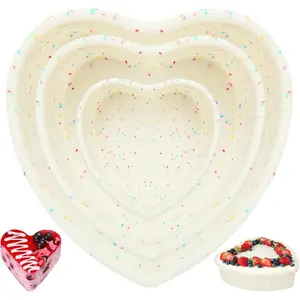 3 count  Heart Cake Pan, 5 8 10 inches Heart Shaped Cake Pan Nonstick Cheesecake Mold   Grade  Baking Mold for Baking Brownie Valentine Mother Wedding Birthday Day, Cream