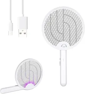 2026 Electric Fly Swatter, Bug Zapper Racket Indoor with USB Rechargeable, Mosquitoes Trap Lamp Rechargeable with 1200mAh Battery for Indoor Mosquito Bat, Fruit Fly Killer for Home