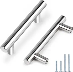 5/20 Pack Polished Chrome Cabinet Pulls Stainless Steel Drawer T Bar Handles