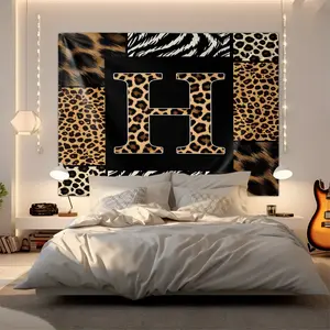 Trendy Leopard Print Letter Tapestry, Soft and Durable, Multi-Functional Wall Decor, Suitable for Sofa and Bed Background, Fashionable and Versatile for Home.