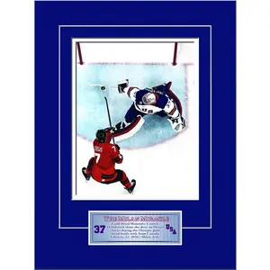 Connor Hellebuyck USA Hockey Olympic Gold Medal Matted Photo - 2026 Milan Olympics Save vs Canada