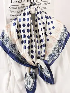 Elegant Polka Dot Satin Square Towel, Spring New Vintage Court Style Women's Headscarf, Versatile Belt Bag Decoration Ribbon Hairband Scarf