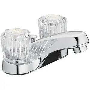 10-B421-AV Two Handle Bathroom Sink Faucet, Polished Chrome with Acrylic Round Knobs