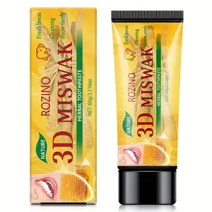 Natural 3D Miswak Herbal Toothpaste With Honey Extract Deep Clean Plaque Healthy Gum Bad Breath Remover push whiten