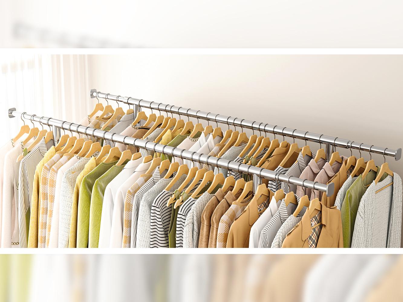 [RaybeeBrandyDay]Raybee Clothes Rack, Heavy Duty Clothing Rack Holds 441 LBS with Wheels & Shelf, Extendable, Adjustable, Commercial Garment Rack 22" D x 75" W x 68" H [BlackFridayCyberMonday]