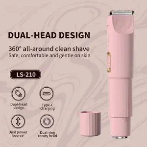 Women's Bikini Trimmer, Two-In-One Electric Razor, Rechargeable Razor, Dual Head for Bikini, Armpit, Leg, Arm, Face, Ideal Gift for Women