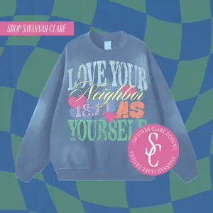 "LOVE YOUR NEIGHBOR" Fleece Crewneck (Denim Blue)