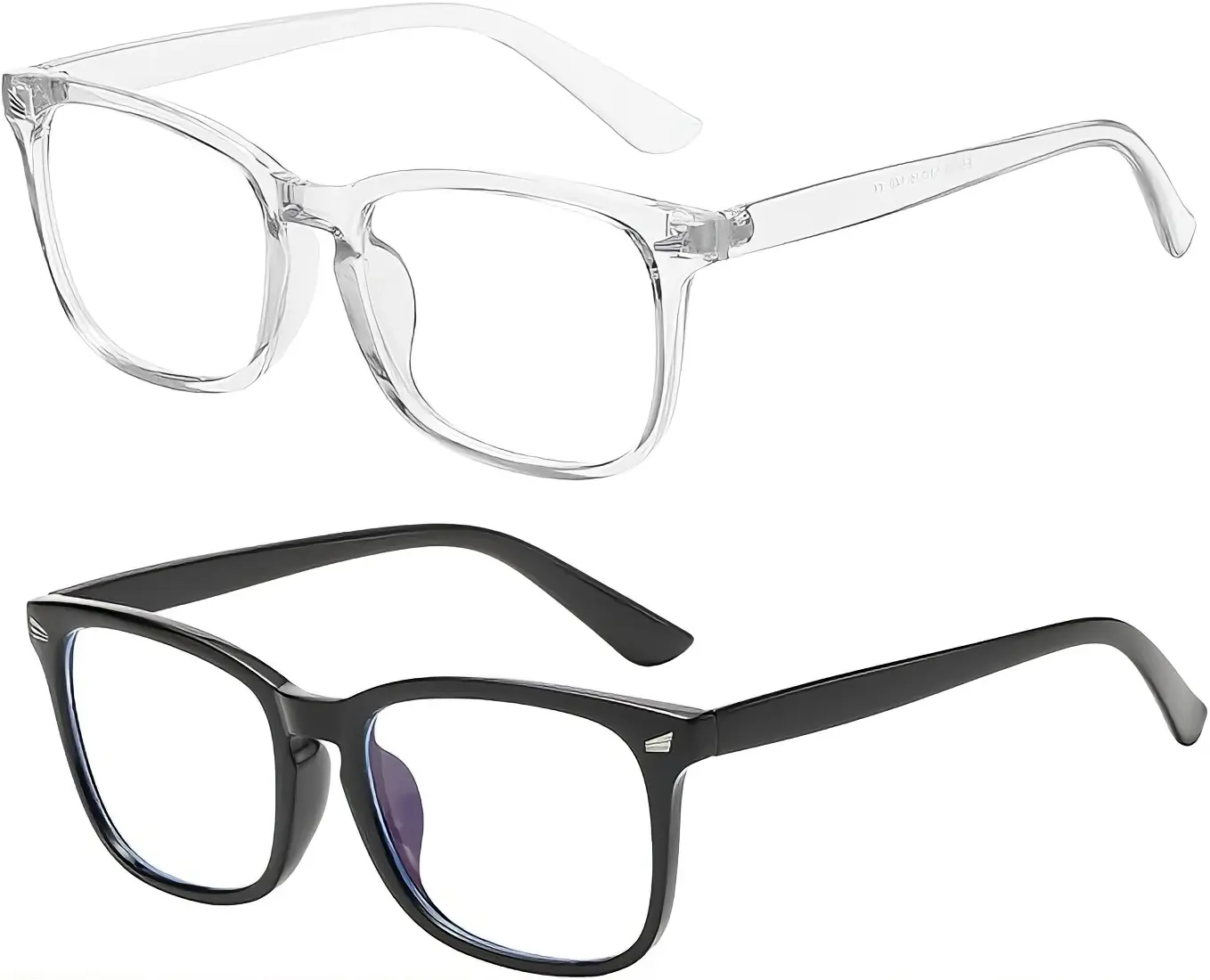 Black | White Eyeglasses Frame, Lightweight Square Optical Glasses for Men and Women