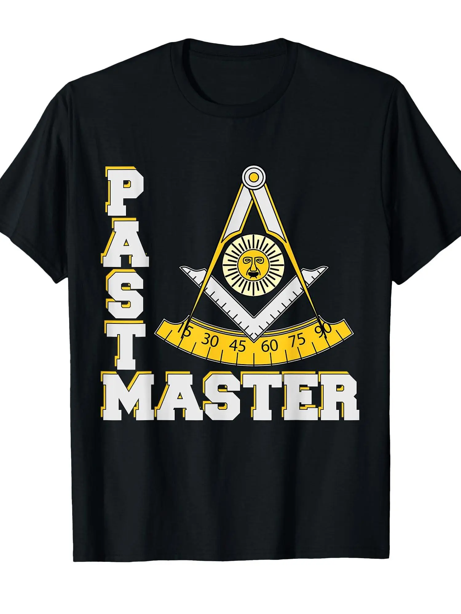 Men's Freemason Past Master Square & Compasses T-Shirt - 220gsm Cotton Masonic Emblem Shirt Short Sleeve Round Neck Casual Henley Suitable for Father's Day Gifts Masonic Apparel