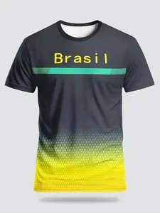 Youth Men's Soccer Theme Quick-Dry Breathable T-Shirt, Team Uniform Style Sportswear, Daily Casual Wear, Comfortable Fitted Training Jersey