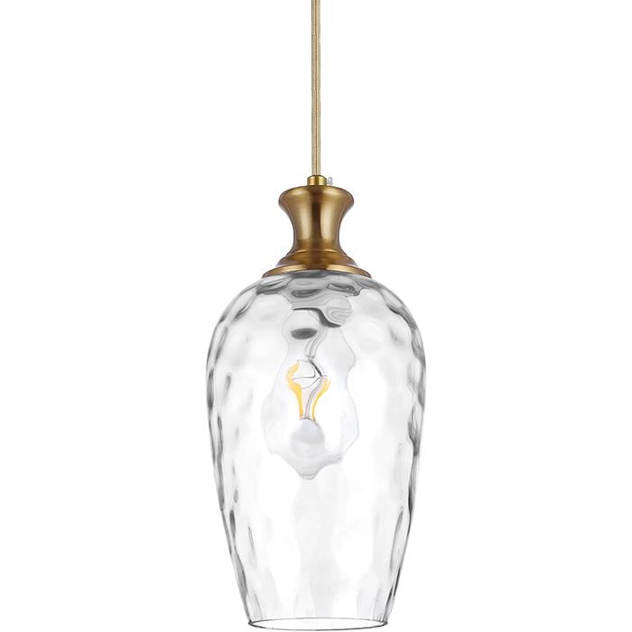 Glass Pendant Lights Kitchen, Clear Glass Hanging Light Fixtures Farmhouse Brass Gold Pendant Light for Kitchen Sink Dining Room