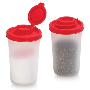 Set of 2 Large Salt and Pepper Shakers，Moisture Proof  Salt Shaker to go Camping Picnic Outdoors Kitchen Lunch Boxes Travel Spice Set Clear with Covers Lids Plastic Airtight Dispenser