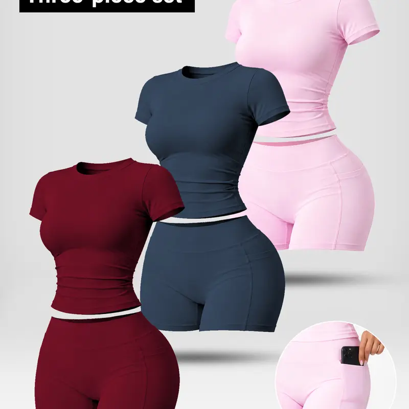 Women's Summervibes 2 Piece Workout Set - Snatched Tummy Control High Waisted Shorts & Slim Fit T-Shirt, BBL Effect Butt Lifting Athletic Wear, Squat Proof Yoga Set for Outdoor Fun, Quick-Dry Figure-Flattering Gym Tracksuit, Stretchy Summer Activewear