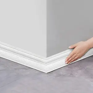 Floor Decorative Sticker, Self Adhesive Flexible Foam PE Material Stain Resistant Molding Trim, 3D Sticky Decorative Wall Lines Wallpaper Border for Home, Office