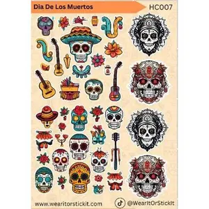Mexican Ornaments & Sugar Skulls Calaveras Sticker Sheet