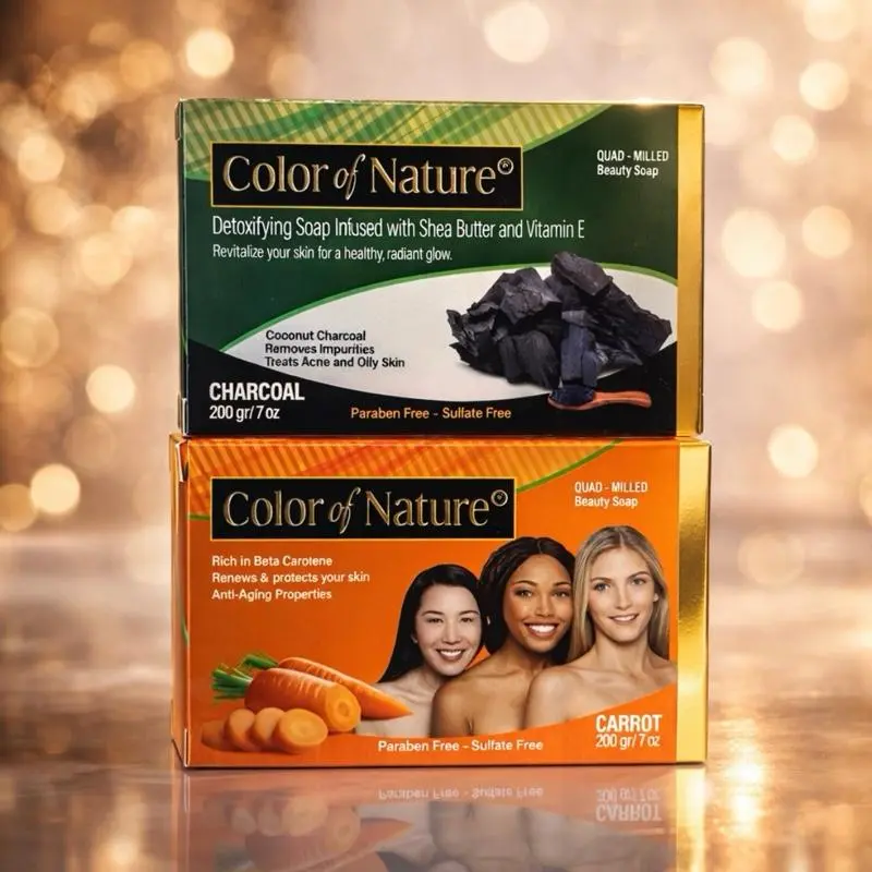 Color of Nature Beauty Soap Pack of Two CARROT & CHARCOAL 200gm/7oz Each Total 400gm/14oz for Daily Use